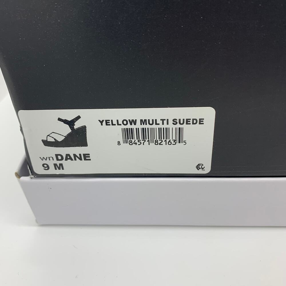 Nine West Dane Multi Suede Sandals Size 9M NIB Mustard Yellow Espadrille Wedge - Picture 6 of 10